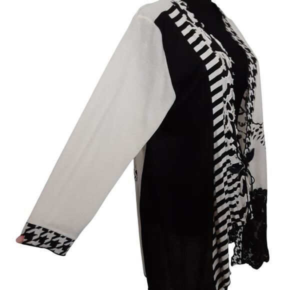 Vintage Lee Anderson Contrast Duster Cardigan Bell Sleeve Wrap Kimono Caftan S - Picture 3 of 15